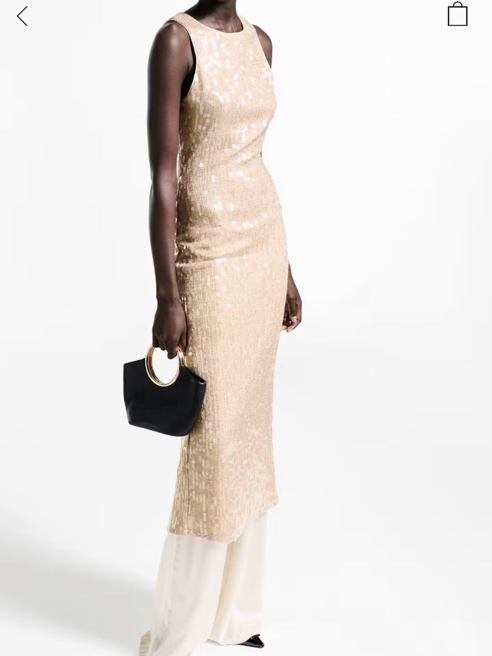 Mango Gold Sequin Knit Dress